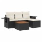 vidaXL 5-tlg. Garten-Sofagarnitur mit Kissen Schwarz Poly Rattan vidaXL 5-tlg. Garten-Sofagarnitur mit Kissen Schwarz Poly Rattan