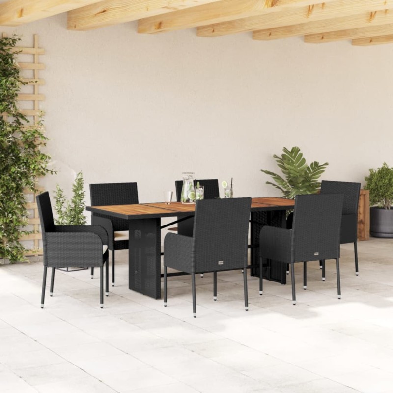 vidaXL 7-tlg. Garten-Essgruppe mit Kissen Schwarz Poly Rattan vidaXL 7-tlg. Garten-Essgruppe mit Kissen Schwarz Poly Rattan
