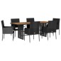 vidaXL 7-tlg. Garten-Essgruppe mit Kissen Schwarz Poly Rattan vidaXL 7-tlg. Garten-Essgruppe mit Kissen Schwarz Poly Rattan
