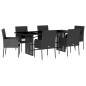 vidaXL 7-tlg. Garten-Essgruppe mit Kissen Schwarz Poly Rattan vidaXL 7-tlg. Garten-Essgruppe mit Kissen Schwarz Poly Rattan