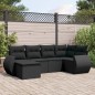 vidaXL 6-tlg. Garten-Sofagarnitur mit Kissen Schwarz Poly Rattan vidaXL 6-tlg. Garten-Sofagarnitur mit Kissen Schwarz Poly Rattan