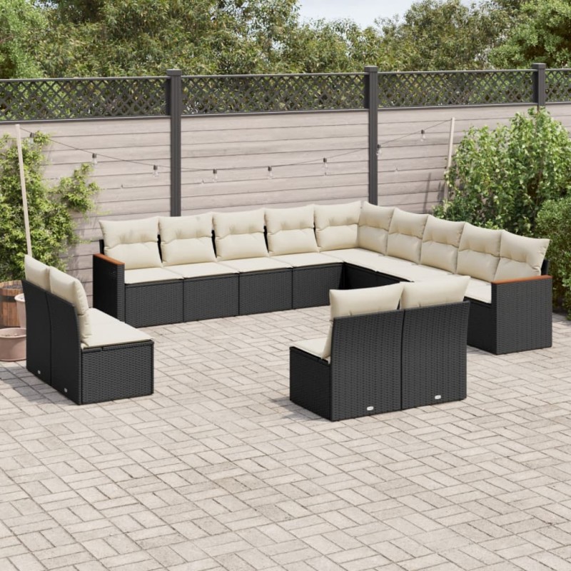 vidaXL 13-tlg. Garten-Sofagarnitur mit Kissen Schwarz Poly Rattan vidaXL 13-tlg. Garten-Sofagarnitur mit Kissen Schwarz Poly Rattan