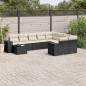 vidaXL 10-tlg. Garten-Sofagarnitur mit Kissen Schwarz Poly Rattan vidaXL 10-tlg. Garten-Sofagarnitur mit Kissen Schwarz Poly Rattan