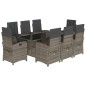 vidaXL 9-tlg. Garten-Essgruppe mit Kissen Grau Poly Rattan vidaXL 9-tlg. Garten-Essgruppe mit Kissen Grau Poly Rattan