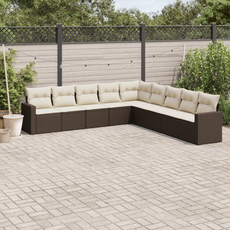 vidaXL 9-tlg. Garten-Sofagarnitur mit Kissen Braun Poly Rattan vidaXL 9-tlg. Garten-Sofagarnitur mit Kissen Braun Poly Rattan