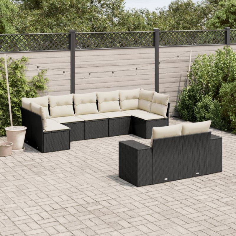 vidaXL 9-tlg. Garten-Sofagarnitur mit Kissen Schwarz Poly Rattan vidaXL 9-tlg. Garten-Sofagarnitur mit Kissen Schwarz Poly Rattan