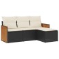vidaXL 4-tlg. Garten-Sofagarnitur mit Kissen Schwarz Poly Rattan vidaXL 4-tlg. Garten-Sofagarnitur mit Kissen Schwarz Poly Rattan