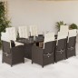 vidaXL 9-tlg. Garten-Essgruppe mit Kissen Braun Poly Rattan vidaXL 9-tlg. Garten-Essgruppe mit Kissen Braun Poly Rattan