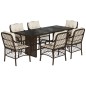 vidaXL 7-tlg. Garten-Essgruppe mit Kissen Braun Poly Rattan vidaXL 7-tlg. Garten-Essgruppe mit Kissen Braun Poly Rattan