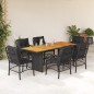 vidaXL 7-tlg. Garten-Essgruppe mit Kissen Schwarz Poly Rattan vidaXL 7-tlg. Garten-Essgruppe mit Kissen Schwarz Poly Rattan