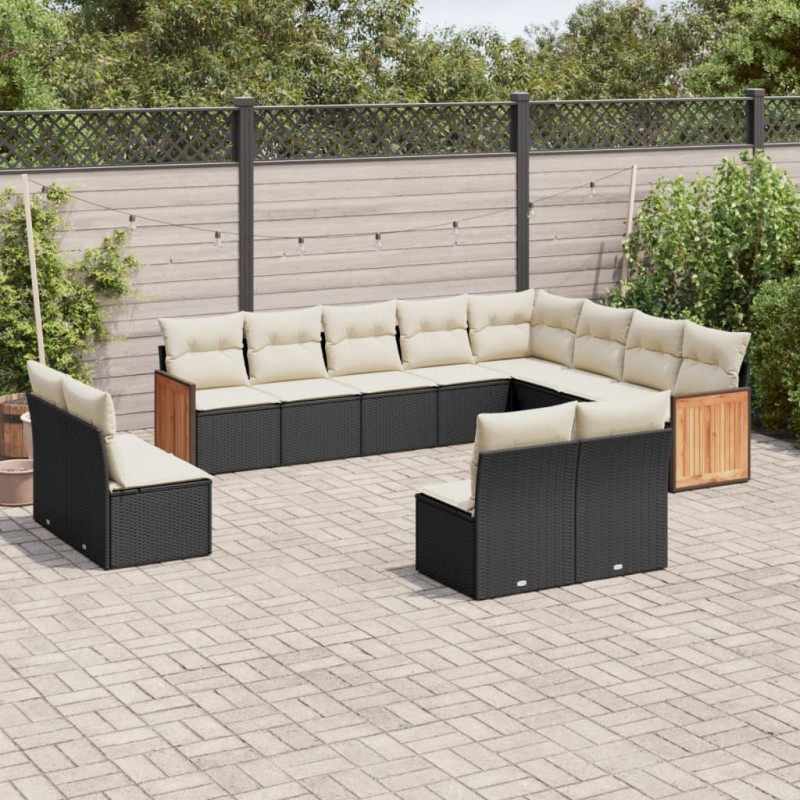 vidaXL 12-tlg. Garten-Sofagarnitur mit Kissen Schwarz Poly Rattan vidaXL 12-tlg. Garten-Sofagarnitur mit Kissen Schwarz Poly Rattan