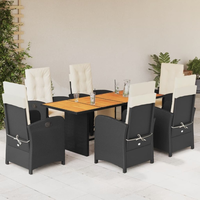 vidaXL 7-tlg. Garten-Essgruppe mit Kissen Schwarz Poly Rattan vidaXL 7-tlg. Garten-Essgruppe mit Kissen Schwarz Poly Rattan