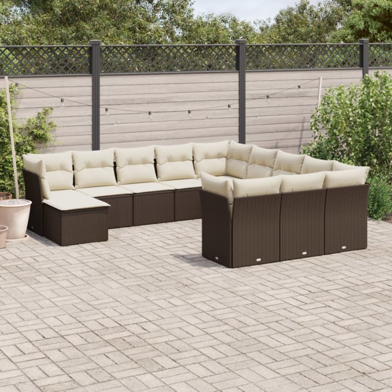 vidaXL 12-tlg. Garten-Sofagarnitur mit Kissen Braun Poly Rattan vidaXL 12-tlg. Garten-Sofagarnitur mit Kissen Braun Poly Rattan