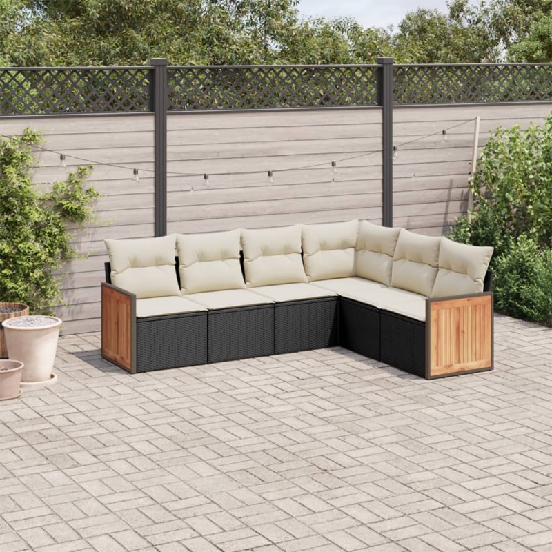 vidaXL 6-tlg. Garten-Sofagarnitur mit Kissen Schwarz Poly Rattan vidaXL 6-tlg. Garten-Sofagarnitur mit Kissen Schwarz Poly Rattan