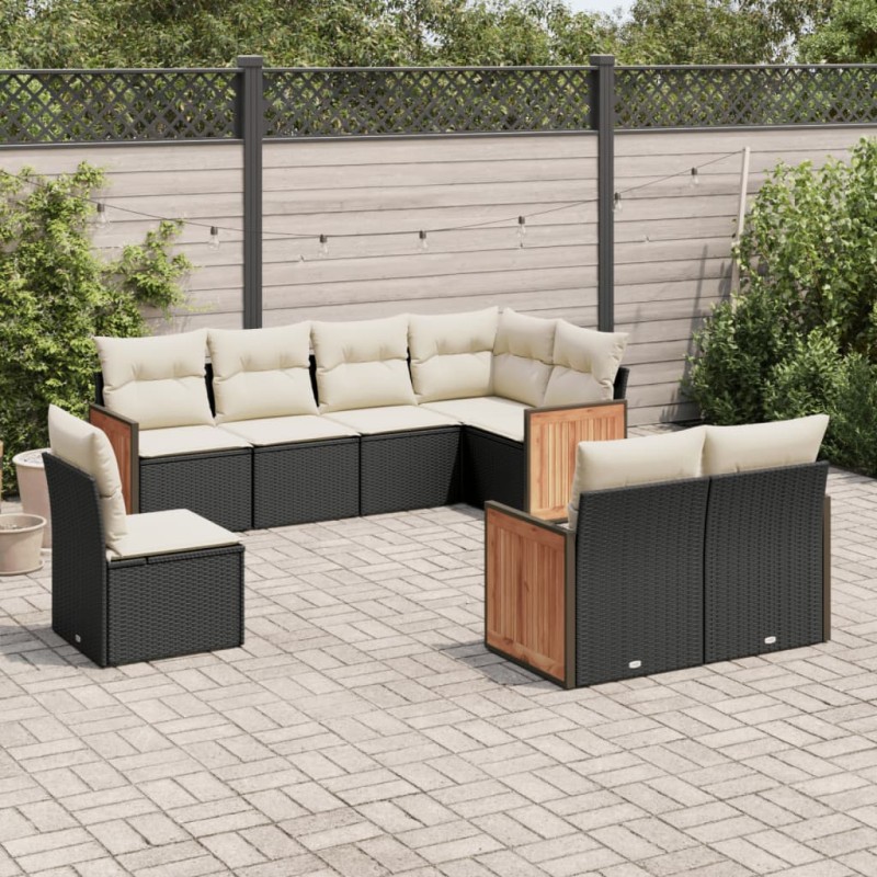 vidaXL 8-tlg. Garten-Sofagarnitur mit Kissen Schwarz Poly Rattan vidaXL 8-tlg. Garten-Sofagarnitur mit Kissen Schwarz Poly Rattan