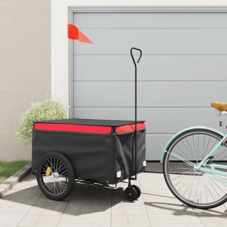 vidaXL Fahrradanhänger Schwarz und Rot 45 kg Eisen