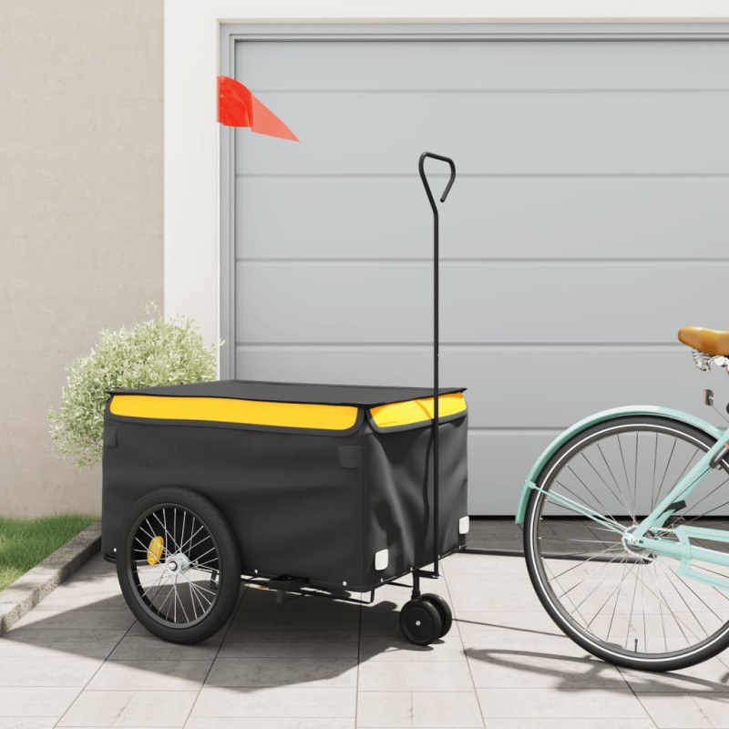 vidaXL Fahrradanhänger Schwarz und Gelb 45 kg Eisen vidaXL Fahrradanhänger Schwarz und Gelb 45 kg Eisen
