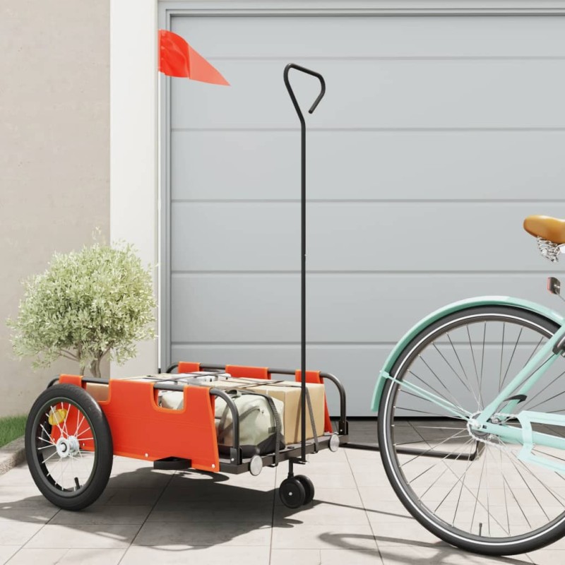 vidaXL Fahrradanhänger Orange Oxford-Gewebe und Eisen vidaXL Fahrradanhänger Orange Oxford-Gewebe und Eisen