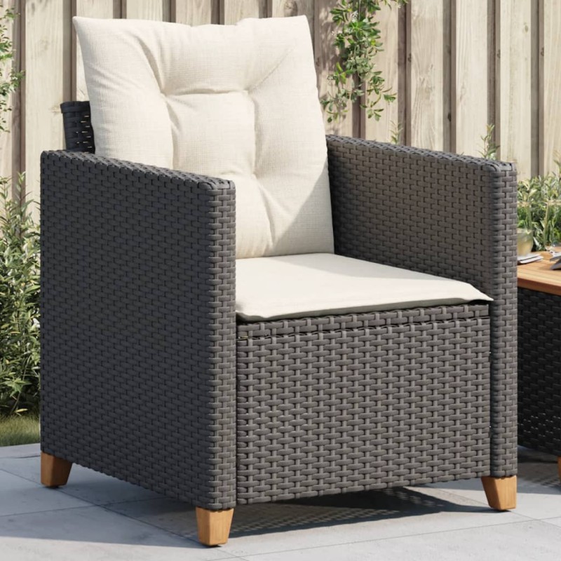 vidaXL Gartensessel mit Kissen Schwarz Poly Rattan vidaXL Gartensessel mit Kissen Schwarz Poly Rattan