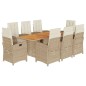 vidaXL 9-tlg. Garten-Essgruppe mit Kissen Beige Poly Rattan vidaXL 9-tlg. Garten-Essgruppe mit Kissen Beige Poly Rattan