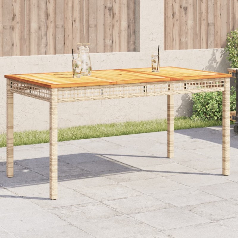 vidaXL Gartentisch Beige 140x80x75 cm Poly Rattan Akazienholz vidaXL Gartentisch Beige 140x80x75 cm Poly Rattan Akazienholz