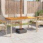 vidaXL Gartentisch Beige 140x80x75 cm Poly Rattan Akazienholz vidaXL Gartentisch Beige 140x80x75 cm Poly Rattan Akazienholz