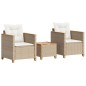 vidaXL 3-tlg. Bistro-Set mit Kissen Beige Poly Rattan Akazienholz vidaXL 3-tlg. Bistro-Set mit Kissen Beige Poly Rattan Akazienholz