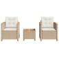 vidaXL 3-tlg. Bistro-Set mit Kissen Beige Poly Rattan Akazienholz vidaXL 3-tlg. Bistro-Set mit Kissen Beige Poly Rattan Akazienholz