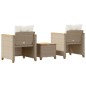 vidaXL 3-tlg. Bistro-Set mit Kissen Beige Poly Rattan Akazienholz vidaXL 3-tlg. Bistro-Set mit Kissen Beige Poly Rattan Akazienholz