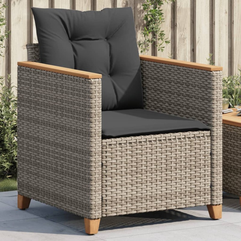 vidaXL Gartensessel mit Kissen Grau Poly Rattan vidaXL Gartensessel mit Kissen Grau Poly Rattan