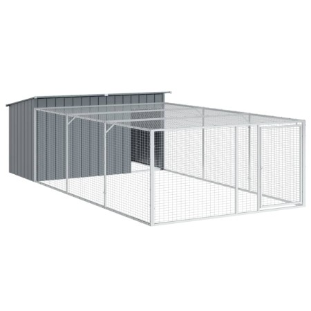 vidaXL Hundehütte mit Auslauf Anthrazit 197x396x110cm Verzinkter Stahl