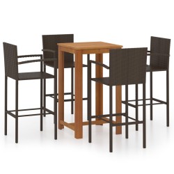5-tlg. Gartenbar-Set Braun