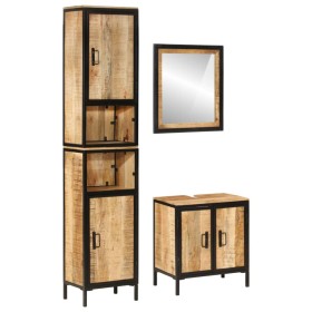 vidaXL 3-tlg. Badmöbel-Set Eisen und Massivholz Mango