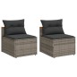 vidaXL Gartensofas ohne Armlehnen mit Kissen 2 Stk. Grau Poly Rattan vidaXL Gartensofas ohne Armlehnen mit Kissen 2 Stk. Grau Poly Rattan