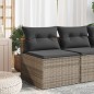 vidaXL Gartensofas ohne Armlehnen mit Kissen 2 Stk. Grau Poly Rattan vidaXL Gartensofas ohne Armlehnen mit Kissen 2 Stk. Grau Poly Rattan