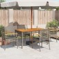 vidaXL Gartenstühle mit Kissen 4 Stk. Grau Poly Rattan Akazienholz vidaXL Gartenstühle mit Kissen 4 Stk. Grau Poly Rattan Akazienholz