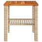 vidaXL Gartentisch Beige 40x40x42 cm Poly Rattan Akazienholz vidaXL Gartentisch Beige 40x40x42 cm Poly Rattan Akazienholz