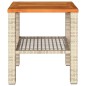 vidaXL Gartentisch Beige 40x40x42 cm Poly Rattan Akazienholz vidaXL Gartentisch Beige 40x40x42 cm Poly Rattan Akazienholz