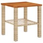 vidaXL Gartentisch Beige 40x40x42 cm Poly Rattan Akazienholz vidaXL Gartentisch Beige 40x40x42 cm Poly Rattan Akazienholz