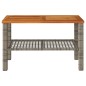 vidaXL Gartentisch Grau 70x38x42 cm Poly Rattan Akazienholz vidaXL Gartentisch Grau 70x38x42 cm Poly Rattan Akazienholz