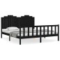 Bettgestell mit Kopfteil Schwarz 180x200 cm Massivholz Bettgestell mit Kopfteil Schwarz 180x200 cm Massivholz