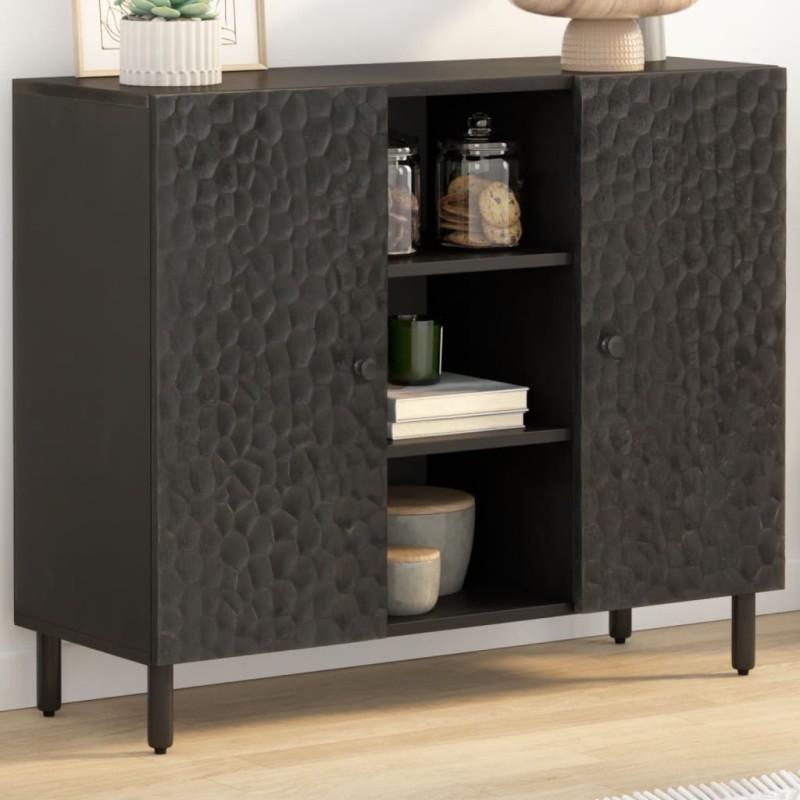 vidaXL Beistellschrank Schwarz 90x33x75 cm Massivholz Mango vidaXL Beistellschrank Schwarz 90x33x75 cm Massivholz Mango