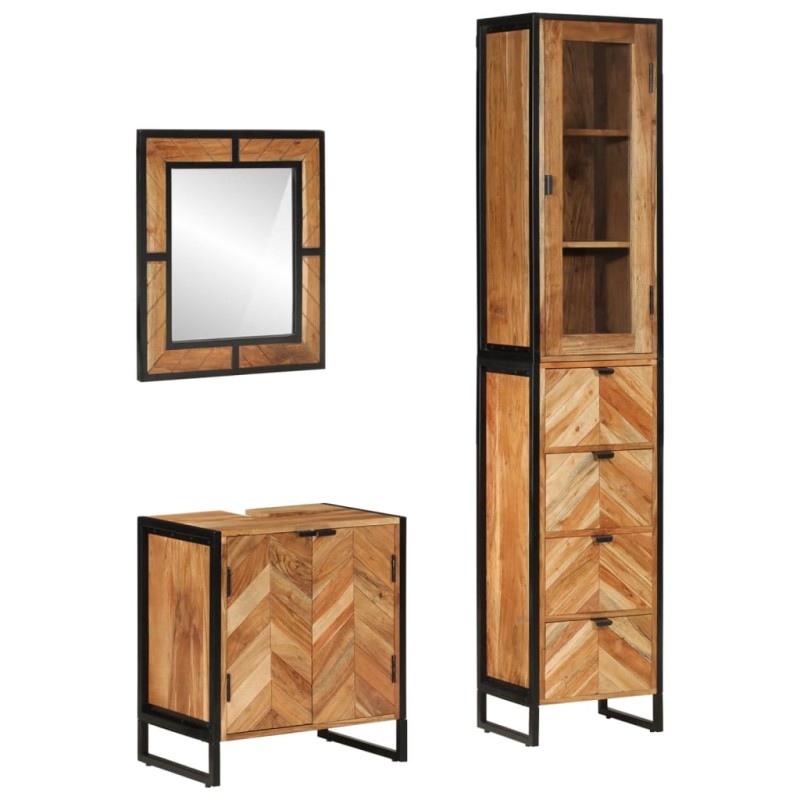 vidaXL 3-tlg. Badmöbel-Set Eisen und Massivholz Akazie vidaXL 3-tlg. Badmöbel-Set Eisen und Massivholz Akazie