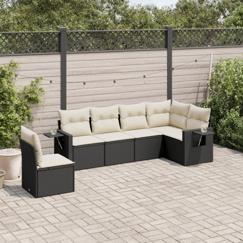 vidaXL 6-tlg. Garten-Sofagarnitur mit Kissen Schwarz Poly Rattan vidaXL 6-tlg. Garten-Sofagarnitur mit Kissen Schwarz Poly Rattan
