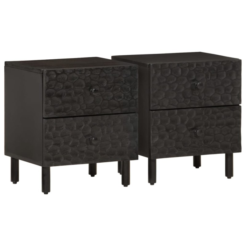 vidaXL Nachttische 2 Stk. Schwarz 40x33x46 cm Massivholz Mango vidaXL Nachttische 2 Stk. Schwarz 40x33x46 cm Massivholz Mango