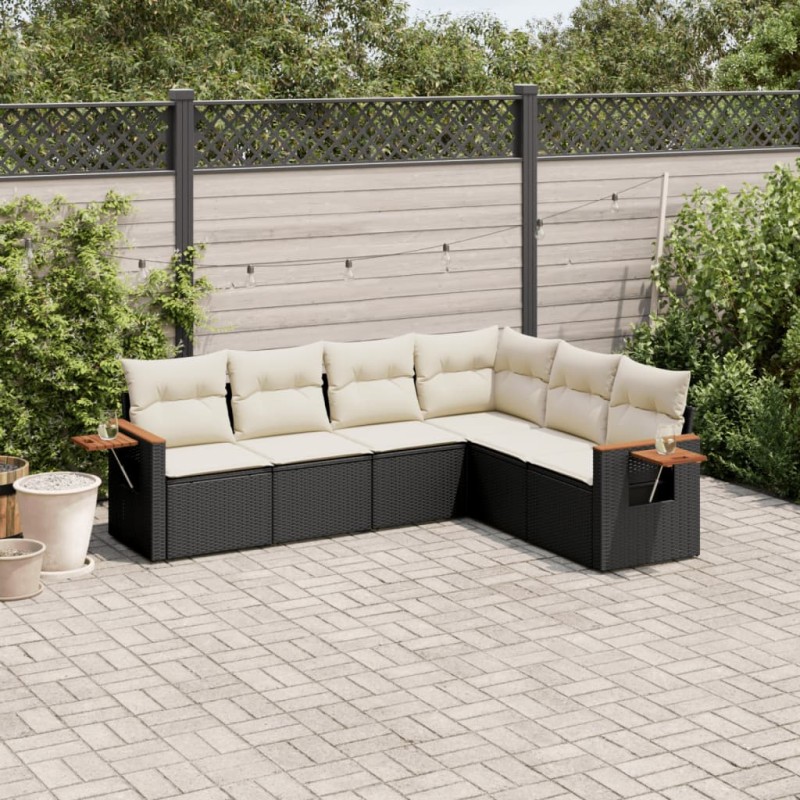 vidaXL 6-tlg. Garten-Sofagarnitur mit Kissen Schwarz Poly Rattan vidaXL 6-tlg. Garten-Sofagarnitur mit Kissen Schwarz Poly Rattan
