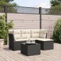 vidaXL 5-tlg. Garten-Sofagarnitur mit Kissen Schwarz Poly Rattan vidaXL 5-tlg. Garten-Sofagarnitur mit Kissen Schwarz Poly Rattan