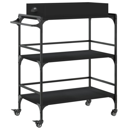 vidaXL Küchenwagen Schwarz 81,5x41x92,5 cm Holzwerkstoff