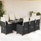 vidaXL 9-tlg. Garten-Essgruppe mit Kissen Schwarz Poly Rattan vidaXL 9-tlg. Garten-Essgruppe mit Kissen Schwarz Poly Rattan