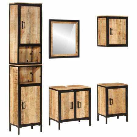 vidaXL 5-tlg. Badmöbel-Set Eisen und Massivholz Mango